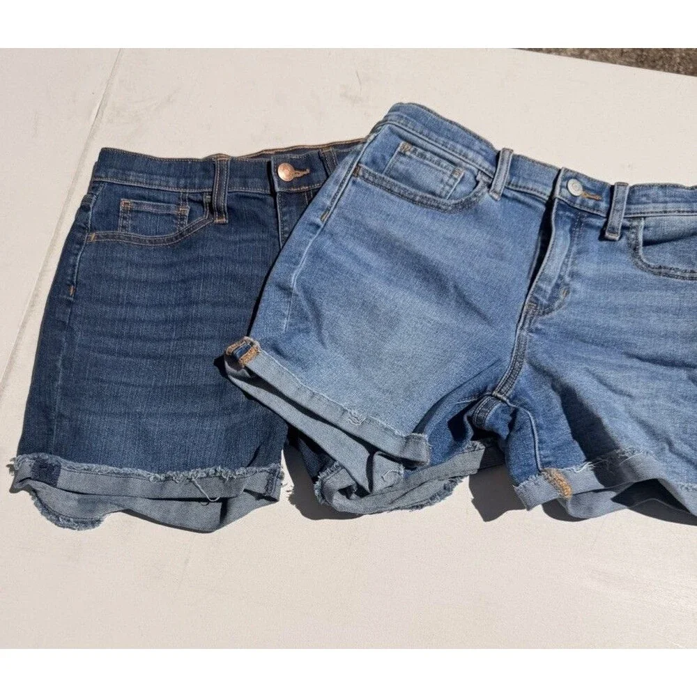2 Pairs Girls Old Navy Jean Shorts Size 14 c10